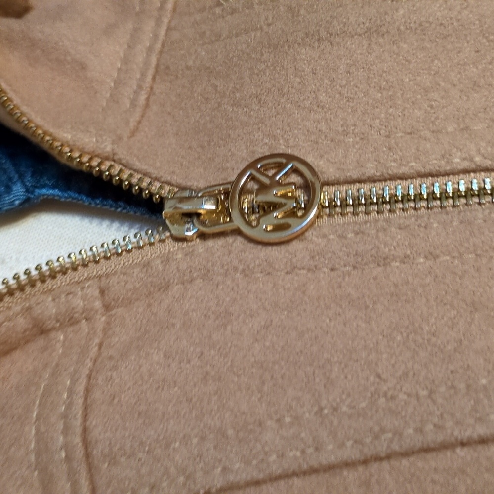 Michael Kors Women's Wool Camel Tan Hooded Peacoat Jacket
